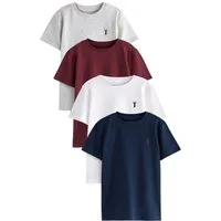 Next T-Shirt 4er-Pack Kurzarm-T-Shirts mit Hirsch-Stickerei (4-tlg)