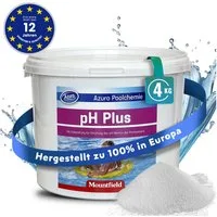 Azuro Poolpflege PH Plus Whirlpool & Pool pH Up Heber für klares Wasser, Hochwirksam & leicht löslich pH + Made in Europe – 0,9 kg / 4 kg