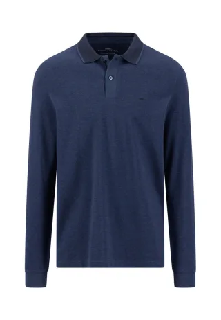 Fynch Hatton - Langarm-Poloshirt blau - Gr. - L