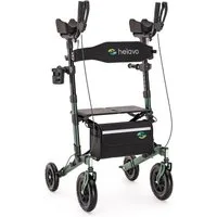 Helavo Rollator H1160, Upright Walker mit Unterarmstützen, Sitz & Pannenschutz bis 136kg