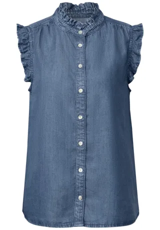 Street One Studio - Bluse mit Rüschendetails blau - Gr. - 36