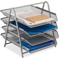 relaxdays Briefablage Dokumentenablage Metall mit 4 Fächern (1-St)
