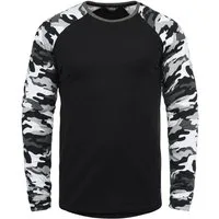 !Solid Rundhalsshirt SDCajus Longsleeve im Baseball-Look