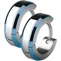 Taffstyle Paar Creolen 1 Paar Klapp Ohrringe Creolen Huggie abgeschrägte Kanten Blau (zum Geburtstag Weihnachten Valentinstag), Ohrringe Edelstahl Creolen Frauen Damen Schmuck Geschenke Muttertag