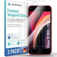 smartect Displayschutzglas Schutzglas Panzerfolie Klar für iPhone SE 2022 / 2020, Set, 3 Stück, Schutzfolie Glasschutz Bildschirm