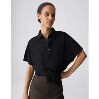 OPUS Kurzarmshirt SURULI mit Knoten-Detail Melange-Optik und Kragen geben Struktur