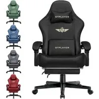 GTPLAYER Gaming-Stuhl Atmungsaktiver Bürostuhl, ergonomisch Hochwertiger - Stoff/Kunstleder, 160° Verstellbare Rückenlehne und ausziehbare Fußstütze