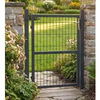 SONGMICS Gartentor Gartentür Zauntür Zauntor Gartenzaun mit Schloss, verzinkter Stahl, abschließbar, Tür 106×100/125/150/160/180cm (B×H)