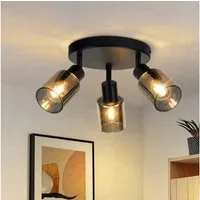 Nettlife Deckenstrahler Schwarz Vintage Glas E14 3 flammig Metall Deckenleuchte Schwenkbar, LED wechselbar, Spotleuchte für Wohnzimmer Flur Küche