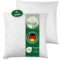 Dreamstar Microfaserkissen Kopfkissen - einzeln & 2er Set - 40x80 & 80x80 cm - weich & fest, Füllung: 100% Polyester, Seitenschläfer, Bauchschläfer, Rückenschläfer, Reißverschluss für Füllung - waschbar - allergikerfreundlich -