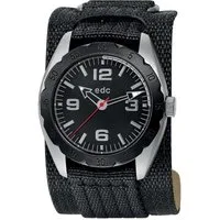 edc by Esprit Quarzuhr Metal Grid Cool Black, Edelstahl, Schwarz, Textil-/Lederband, Klettverschluss
