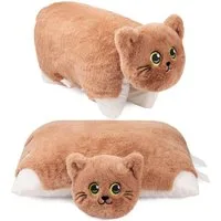 BRUBAKER Kuscheltier Katze - 2 in 1 Plüschtier und Kuschelkissen - 40 x 30 cm Kuschelkatze (Stofftier, 1-St., Tierkissen Katzenkissen), aufklappbares Kinder Plüschkissen mit Klettverschluss