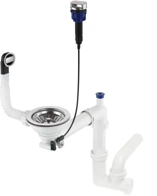 Neuesbad Siphon SPACE SAVER für 1-Becken Granit SINKS 3,5'', mit POP UP Ablauf NB1DEZXY99721