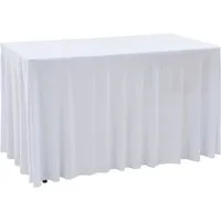 furnicato Hussen-Set 2 Stück Stretch-Tischdecken mit Rand Weiß 243 x 76 x 74 cm
