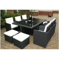 Ragnarök Möbel-Design Garten-Essgruppe Heimdall Esstisch Set 6+4, (Set, Polyrattan, Alu), Würfelsystem