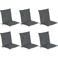 Beautissu Sitzauflage 6er Set Niedriglehner Auflage Loft NL, 100x50x6cm, Graphitgrau, Sitzkissen Niederlehner Rückenkissen Stuhlkissen Schaumkern Füllung