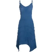 Vishes Sommerkleid Damen Träger Patchwork Zipfelsaum Baumwolle Gewebt Alternative Mode, Boho, Hippie, Ethno, Festival