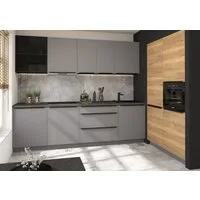 Feldmann-Wohnen Küchenzeile Bonn-Malmo, (Schubladen mit Vollauszug und Selbsteinzug (HETTICH InnoTech Atira), 270cm mit Küchenblock lava / dust grey matt - Halifax 10-teilig