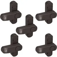 BASI Fensterzusatzschloss Fenstersicherung (Spar-Set, 5 St), 1-flügelige Fenster, Sperrbügel, Druckknopfsicherung, Braun, 5 Stück