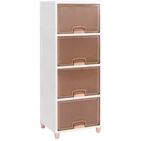 COSTWAY Aufbewahrungsbox (4 St), stapelbar, 150 L, Kunststoff, mit magnetischen Türen, weiß