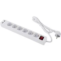 HEITECH 6-Wege-Steckdosenleiste mit 2 USB-Anschlüssen mit Schalter Mehrfachsteckdose