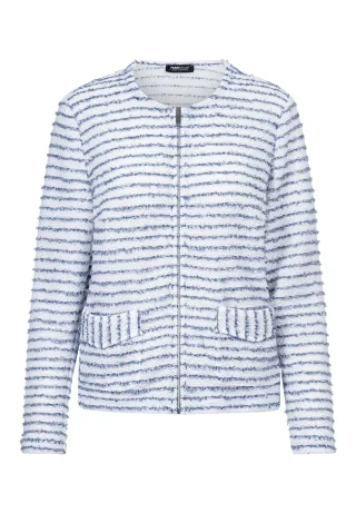 FRANK WALDER - Leichtjacke SEASIDE BLOOM mit Rippbündchen ocean blue/ecru - Gr. - 46