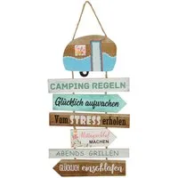 Spetebo Hängedekoration Dekoschild mit Camping Regeln - 62 x 35 cm (Stück, 1 St., Campingregeln), Deko Plankenschild zum aufhängen