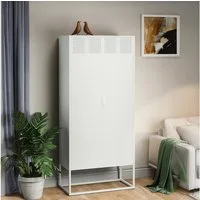 skølm Kommode Izar aus Metall (Weiß), Highboard mit Doppeltür & höhenverstellbare Einlegeböden