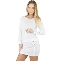 Mississhop Sommerkleid Damen Shirtkleid mit Knopfdetails