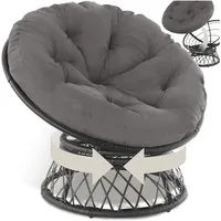 tectake Rattanstuhl Rattansessel mit Rundkissen, drehbar, Maße 92 x 80 x 80,5 cm (Gartensessel Gargano, 1 St), Komplett um die eigene Achse drehbar