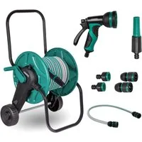VONROC Schlauchwagen inkl. 20 m Gartenschlauch, Premium-Sprühdüse, Schlauchkupplungen, Anschlussschlauch & Wasserhahnanschluss