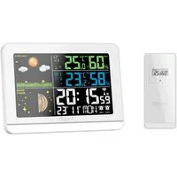Miraval Klimamesser Miraval Wetterstation Farbdisplay, (Inklusive Akku), Außensensor Schimmelwarner Datumsanzeige Mondphase Frostalarm Wecker