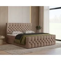 MOEBLO Boxbett Bett 12 (Luxusbett im Chesterfield-Design, 160x200 cm, Velours-Bezug, Hoher Schlafkomfort, modernes Velours-Design mit Steppung Polsterbett Kontinentalbett, dekorativem Kopfteil, aus Samt, inklusive Topper und Bettkasten), (BxHxT):144/