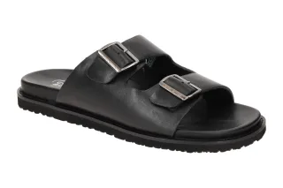 camel active Herren Pantoletten 54VV001-100100 VIVO Schwarz Echtleder_BU-Fu?bett