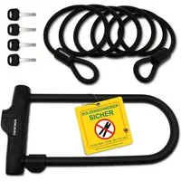 KOHLBURG Bügelschloss [höchste Sicherheitsstufe 15/15] mit extra 170 cm Kabel & Halterung, Großes Bügel Fahrradschloss mit Halterung für E-Bike & Fahrrad