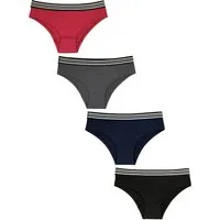 Fabio Farini Slip Damen Unterhosen - Frauen Panty-Slips aus Baumwolle (Packung, 4-St) im sportlichen Bikini-Style mit gestreiften Bund