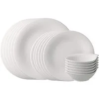 vivo Villeroy & Boch Group Geschirr-Set Essential White (18-tlg), 6 Personen, Fine China-Porzellan, Made in Germany, Fine China Porzellan