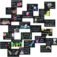 Logbuch-Verlag Dekofigur 24 Mini Sprüche Karten 8,5 x 5,5 cm in schwarz bunt Motivationskarten