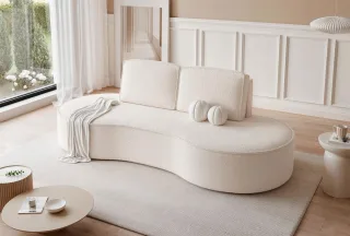 Sofa Designersofa ARLET 3-Sitzer in Stoff Abriamo Creme