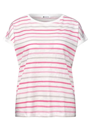 Street One - Gestreiftes T-Shirt pink - Gr. - 36