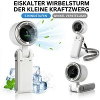 FELIXLEO Handventilator Tragbarer USB Mini Ventilator Kühlfunktion 3600mAh Akku Handheld Grau