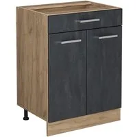 Vicco Unterschrank R-Line, Schwarz Beton/Goldkraft Eiche, 60 cm ohne Arbeitsplatte (1-St)