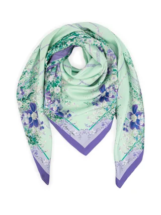Marc Cain Glam - Seidentuch mit Blumenprint misty jade - Gr. - OS