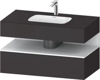 Duravit Qatego Einbauwaschtisch mit Konsolenwaschtischunterbau Graphit Supermatt 1000x550x600 mm - Q QA4786018800000