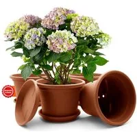 BigDean Blumentopf 4 Stück Pflanzkübel mit Untersetzer rund ø 40 cm Terracotta (Set, 4 St., Pflanztopf), Zeitloses Design, Mit Untersetzer, Hochwertiges Material, Wetterfest