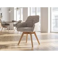 Massivart® Polsterstuhl 360 Grad drehbar, Esszimmerstuhl mit Armlehnen, Webstoff, »LIPARI«, Sitz fest gepolstert • Federkorb • Gestell Eiche farbig • BOHO Stil