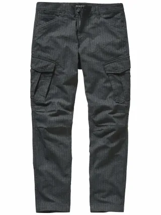 Mey & Edlich Herren Kreidestreifen-Cargo Grau 98 % Baumwolle, 2 % Elasthan