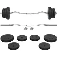 Yaheetech Langhantel Hantel 20/25/30 Kg, SZ-Stange mit 6 Scheiben für Krafttraining
