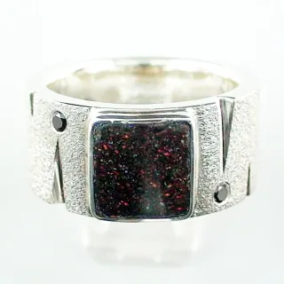 2,45 ct.  Opalring mit GEM Fairy Boulder Matrix Opal in 935 Silber