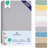 BARBONS Spannbettlaken 60x120 für Baby, Jersey Bettlaken Babybett, Kinderbett, (2 Stück), 100% Baumwolle